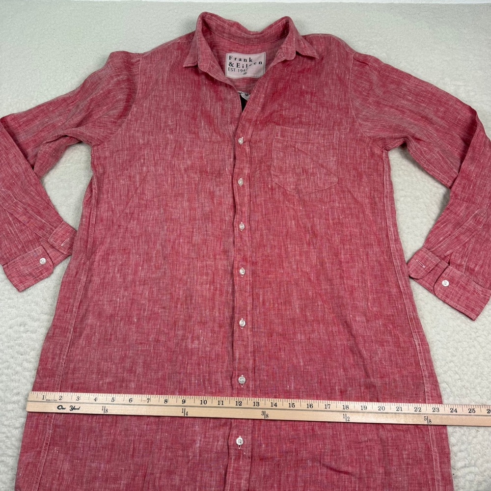 Frank Eileen Rory Maxi Dress Medium Red Linen Button Front Long Sleeve Lagenlook - Picture 7 of 12